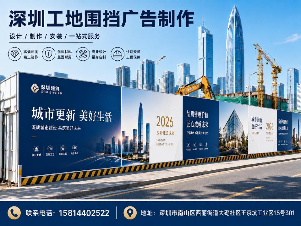 深圳工地圍擋廣告制作廠家 別讓好看的效果圖卡在現(xiàn)場！